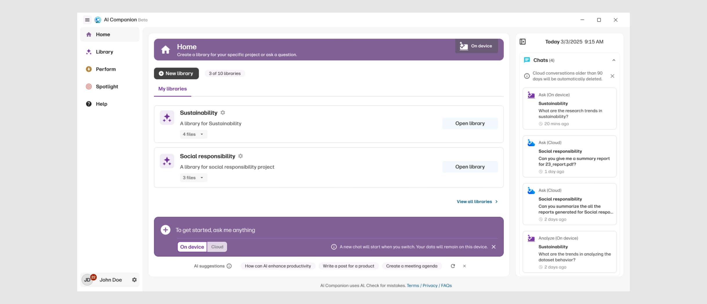 HP AI Companion 软件提问和分析笔记本电脑屏幕