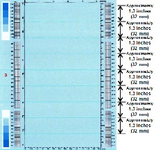 Horizontal lines repeating every 1.3 inches (32 mm)