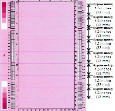 Horizontal lines repeating every 1.3 inches (32 mm)