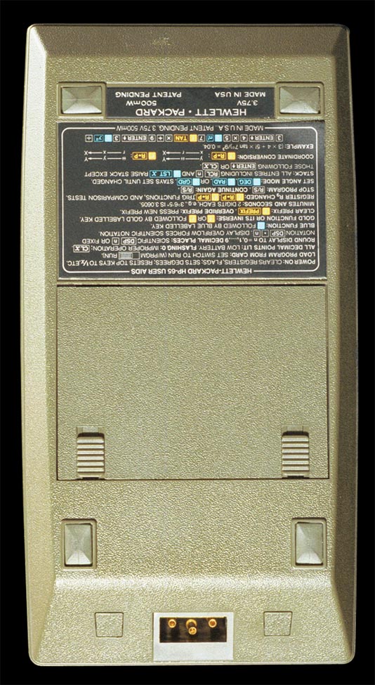 Hewlett-Packard programmable pocket calculator - bottom view.