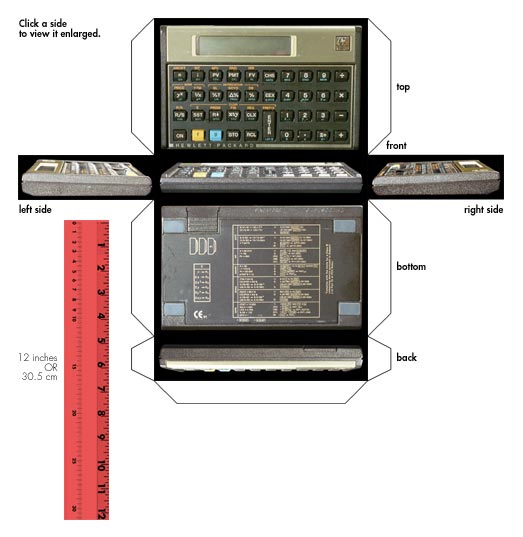 Hewlett-Packard-12C programmable financial calculator - six views.