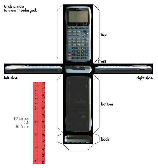 Hewlett-Packard 49G graphing calculator - six views.