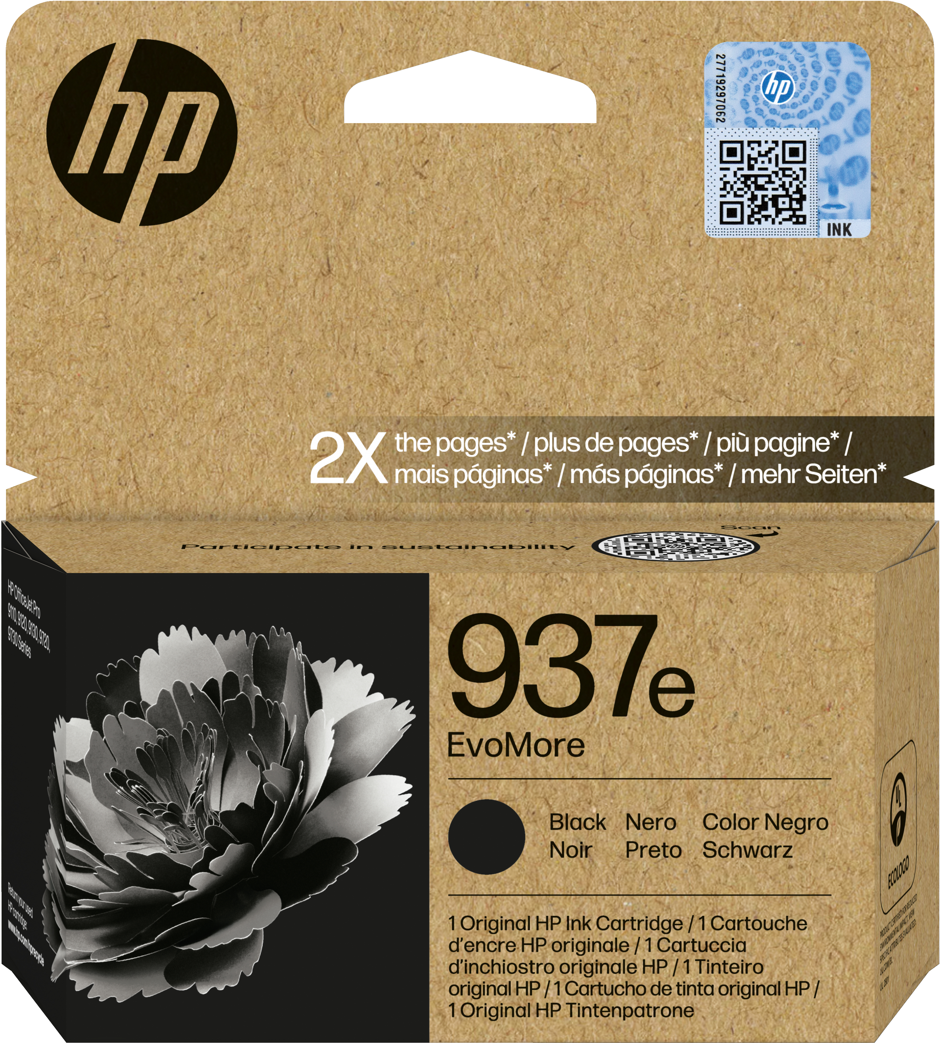 Cartuccia di inchiostro nero originale HP 937e EvoMore