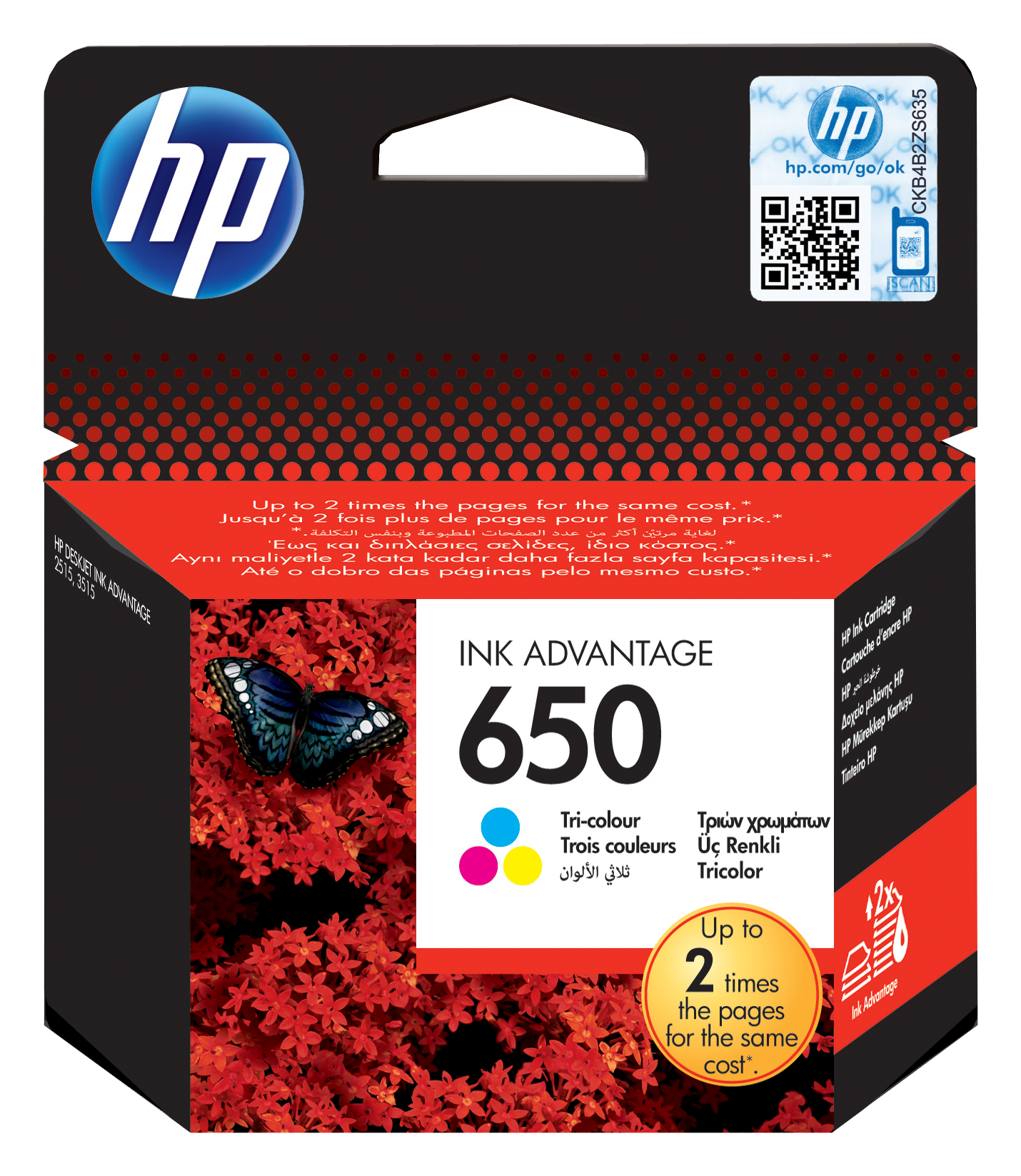 HP 650 Trójkolorowy Tusz Deskjet CZ102AE