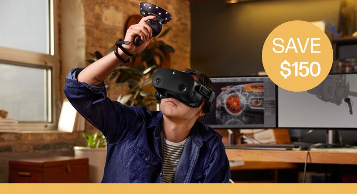 man working with a VR headset