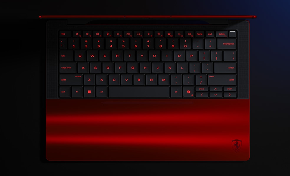 image of the HP Ferrari laptop from top view