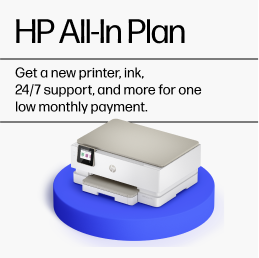 HP All-In Plan, Get a new printer, ink, 24/7 support, and more for one low monthly payment. 