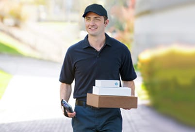 delivery guy brings HP ready to ship products