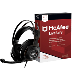 image of headset and McAfee box