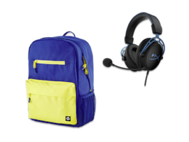 HP Campus Blue Backpack + HyperX Cloud Alpha S - Gaming Headset (Black-Blue) Bundle