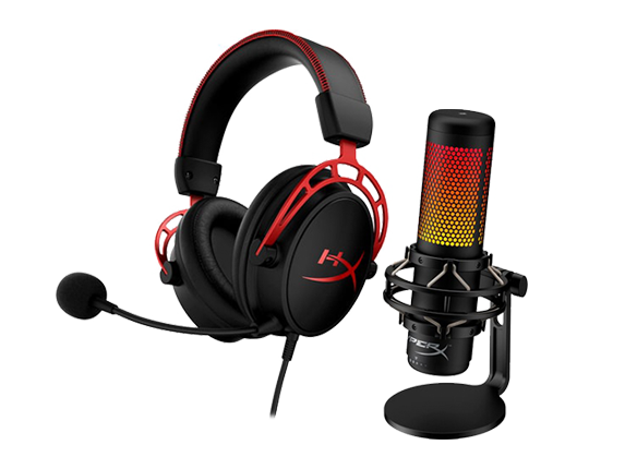 HyperX Cloud Alpha Red Gaming Headset + HyperX QuadCast S USB Condenser Microphone Bundle