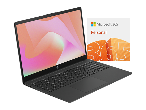 , HP 15 Laptop (AMD) with Microsoft 365 Personal 12 month Subscription