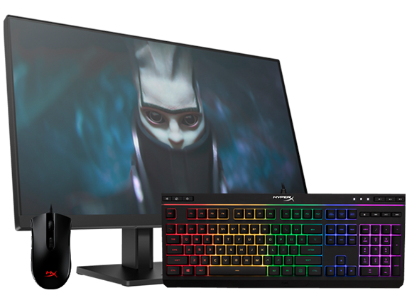 , OMEN by HP 23.8-inch FHD 165 Gaming Monitor, HyperX Alloy Core RGB - Gaming Keyboard + HyperX Pulsefire Core - RGB Gaming Mouse