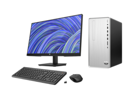 HP Pavilion Desktop PC, HP V24i G5 FHD Monitor + HP 330 Wireless Mouse and Keyboard Bundle
