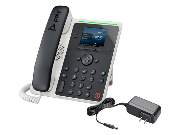 Poly Edge E100 IP Phone and PoE-enabled +  Poly Edge Power Supply - 5V/3A Bundle