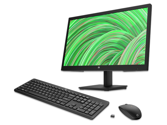 , HP V22v G5 FHD Monitor + Wireless Mouse and Keyboard Bundle