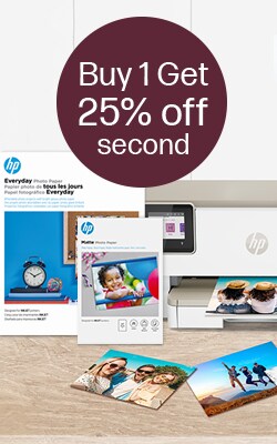 Buy one get one 25% off on select HP papers.
