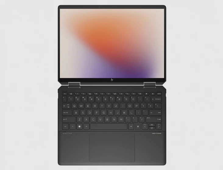 An HP Spectre x360 laptop on flat state.