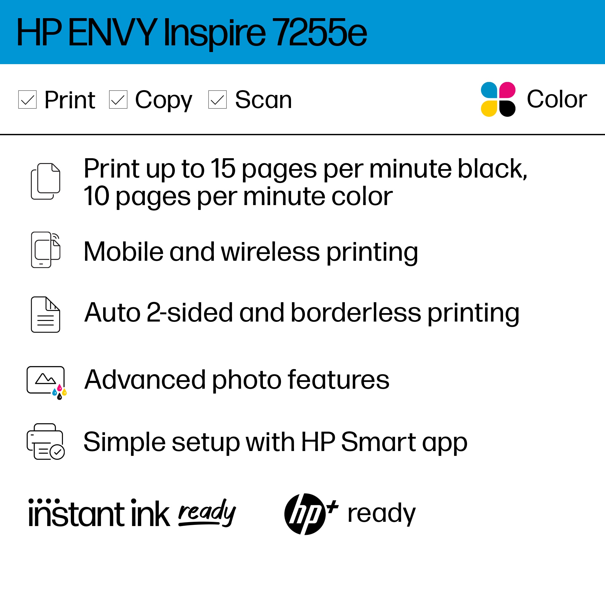 Imprimante Tout-en-un HP ENVY Inspire 7255e avec 3 mois d'instant Ink avec  HP+ inclus - HP Store Canada