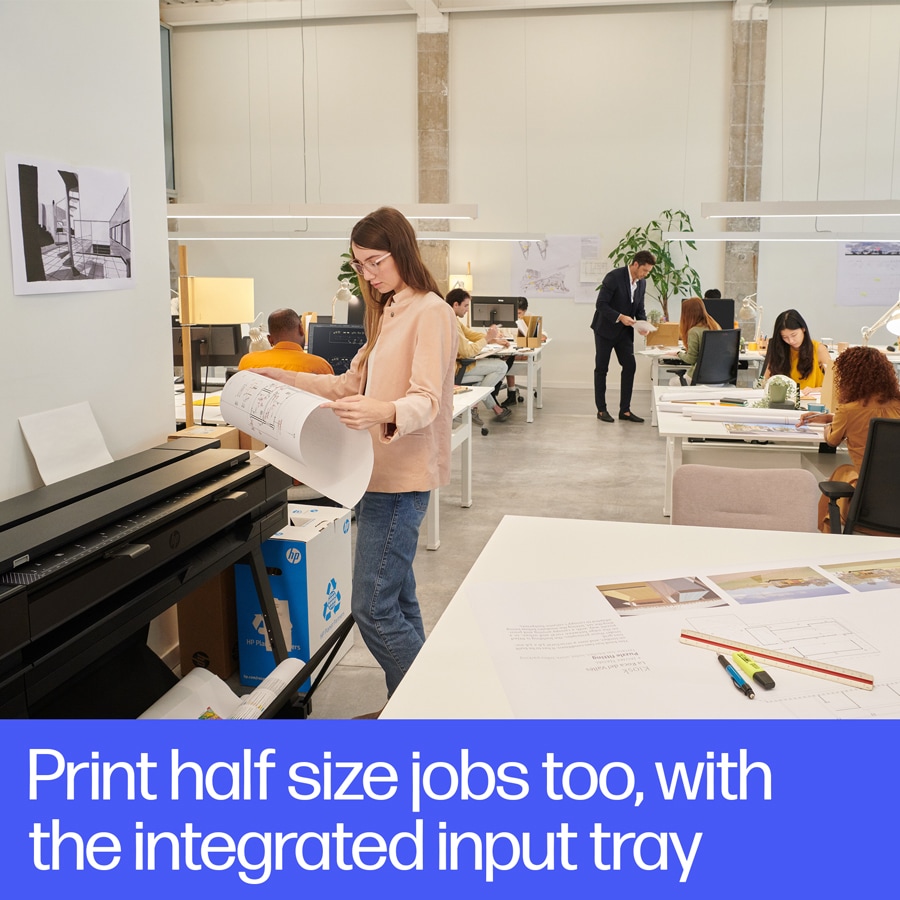 Print half size jobs too, with the integrated input tray