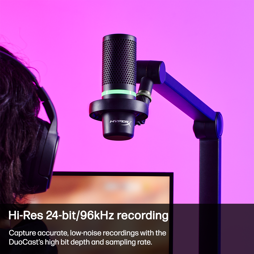  HyperX Duocast Omnidirectional USB Microphone RGB Lighting  Black (Renewed) : Musical Instruments