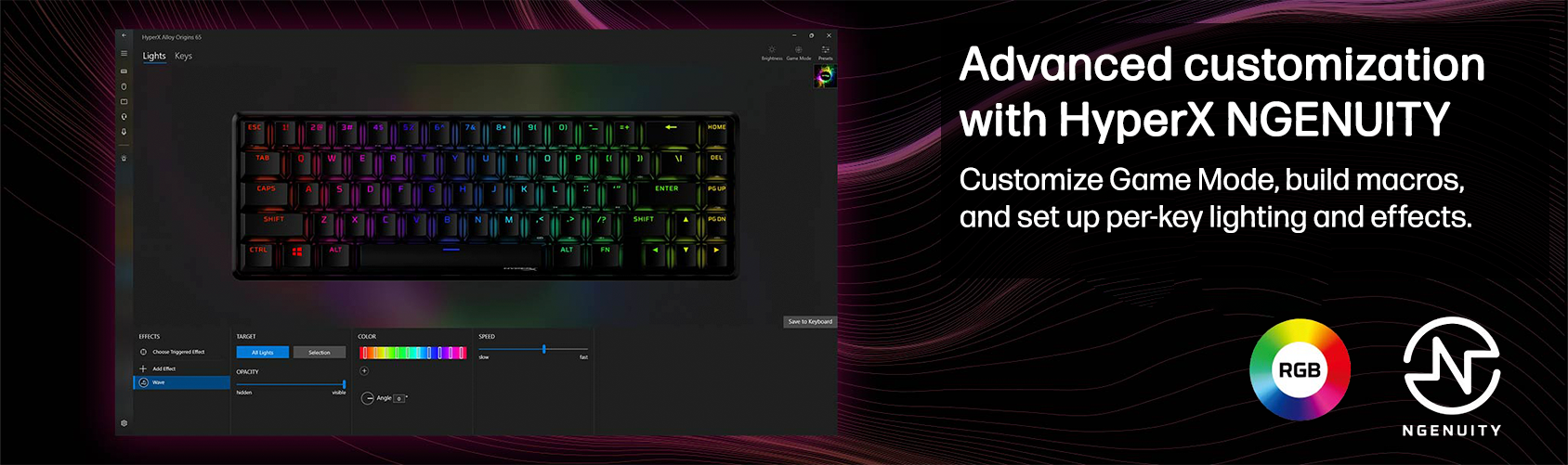 Advanced customization with HyperX NGENUITY
