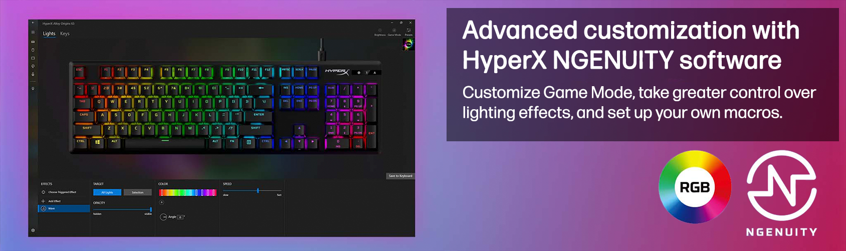 Advanced customization with HyperX NGENUITY software