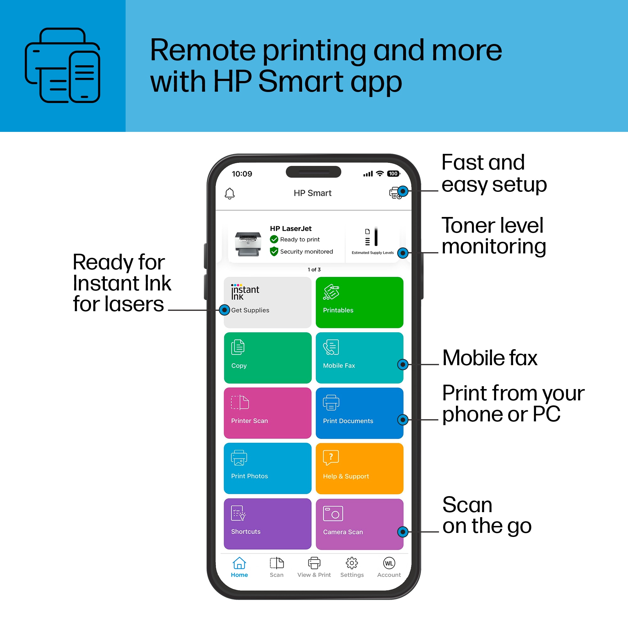 Remote printing and more with HP Smart app