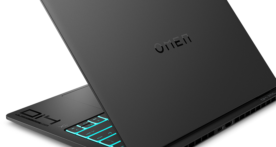 OMEN Transcend 14 Gaming Laptop with Intel Core Ultra 9 Processor rear angled view