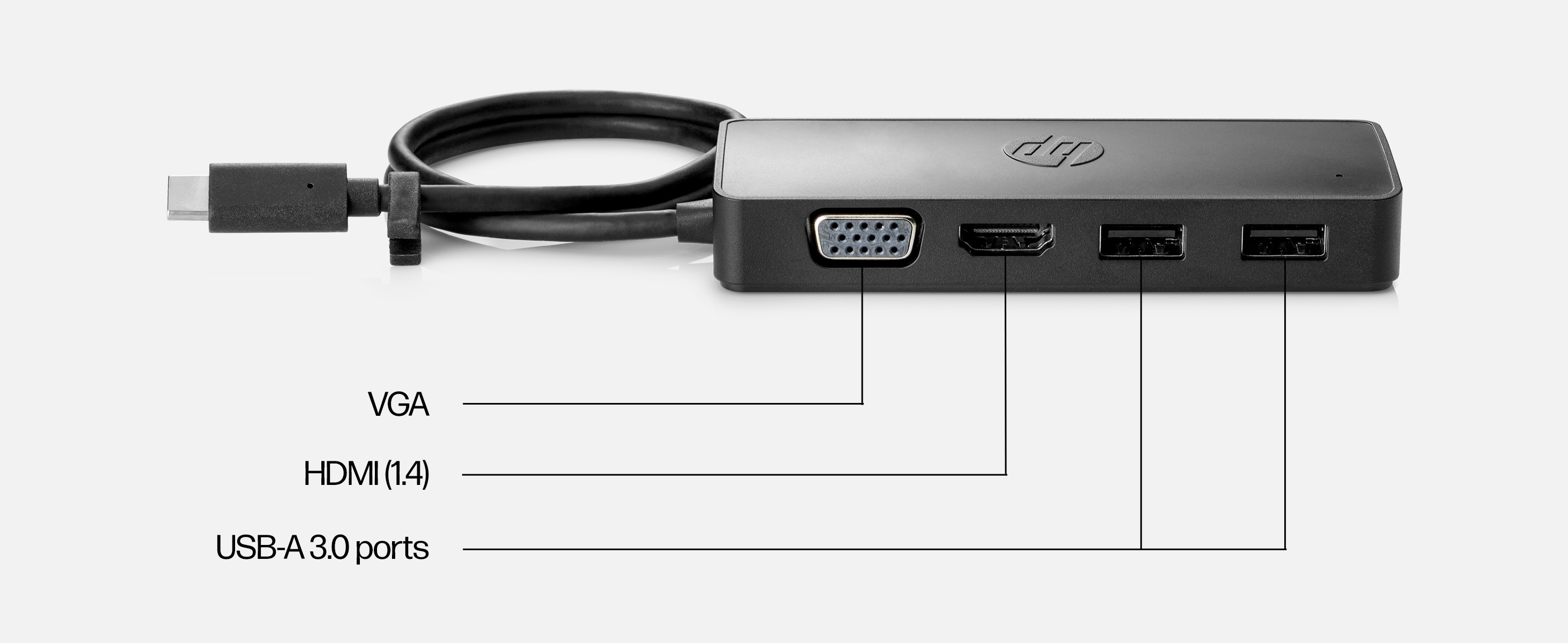 HP - Adaptateur USB C 3.1 Mâle vers HDMI, VGA et Display Port, HDMI 4k