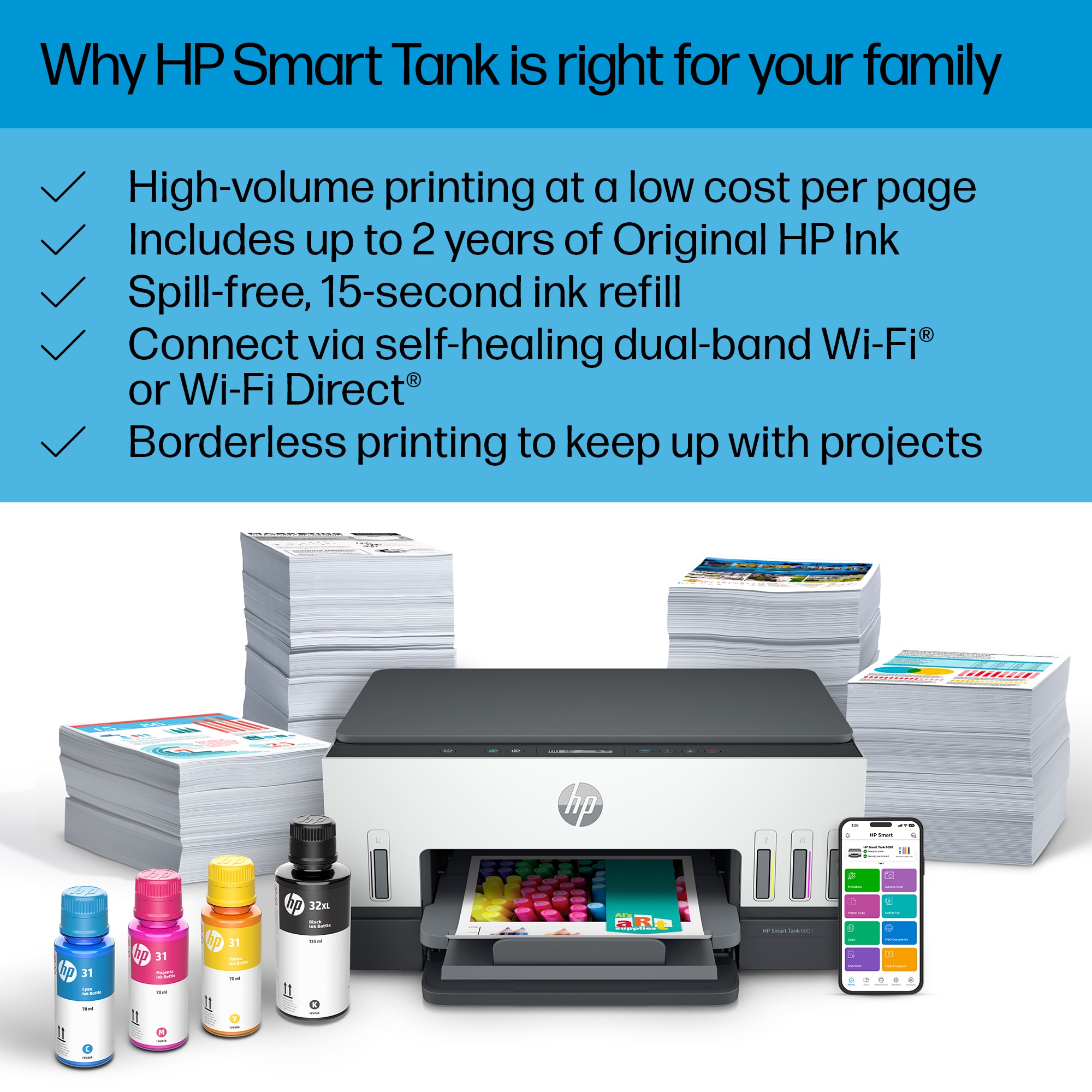 Unbox and Set Up the HP Ink Tank 110 Printer Series, HP Ink Tank