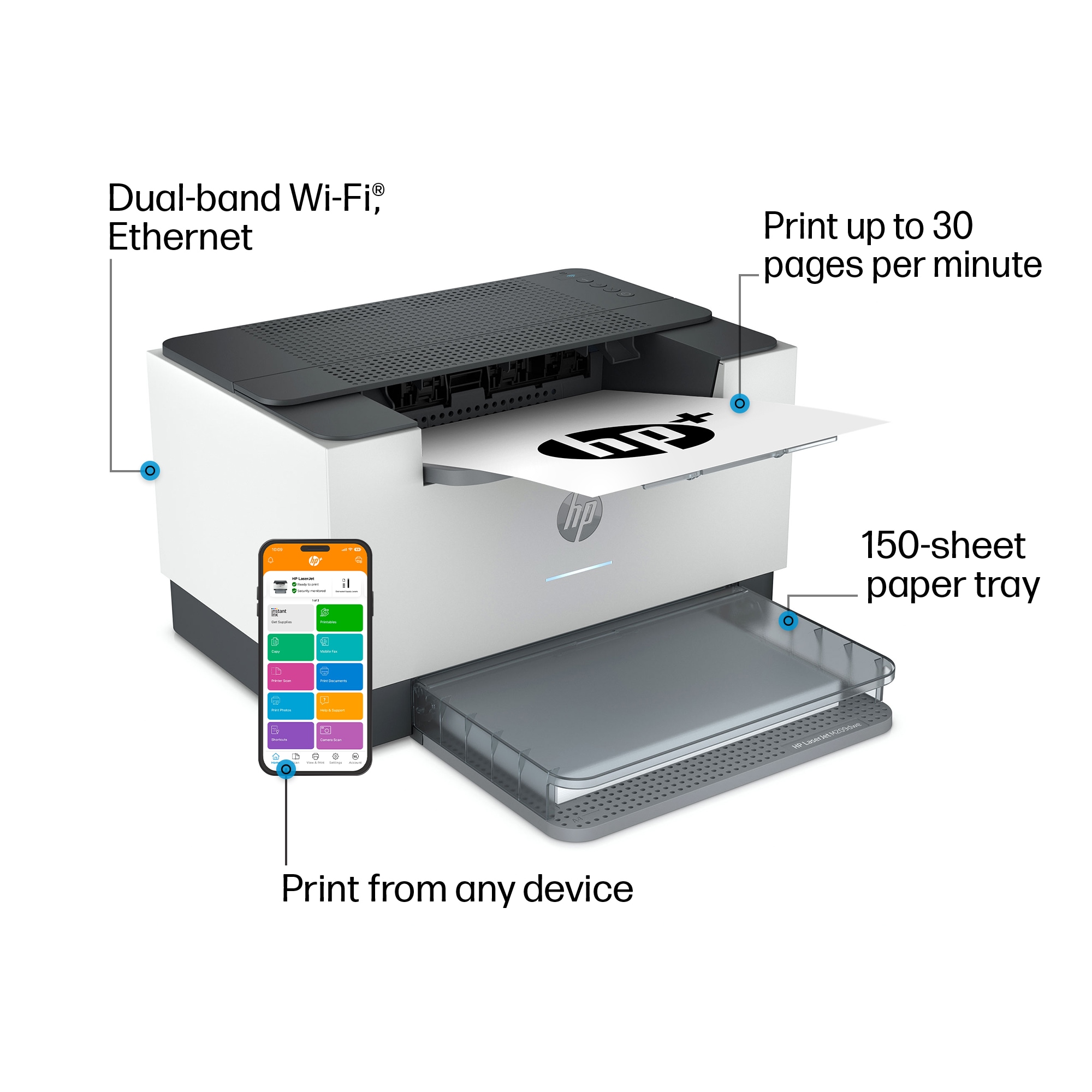 HP LaserJet M209dwe Printer w/ bonus 6 months Instant Ink toner through HP+