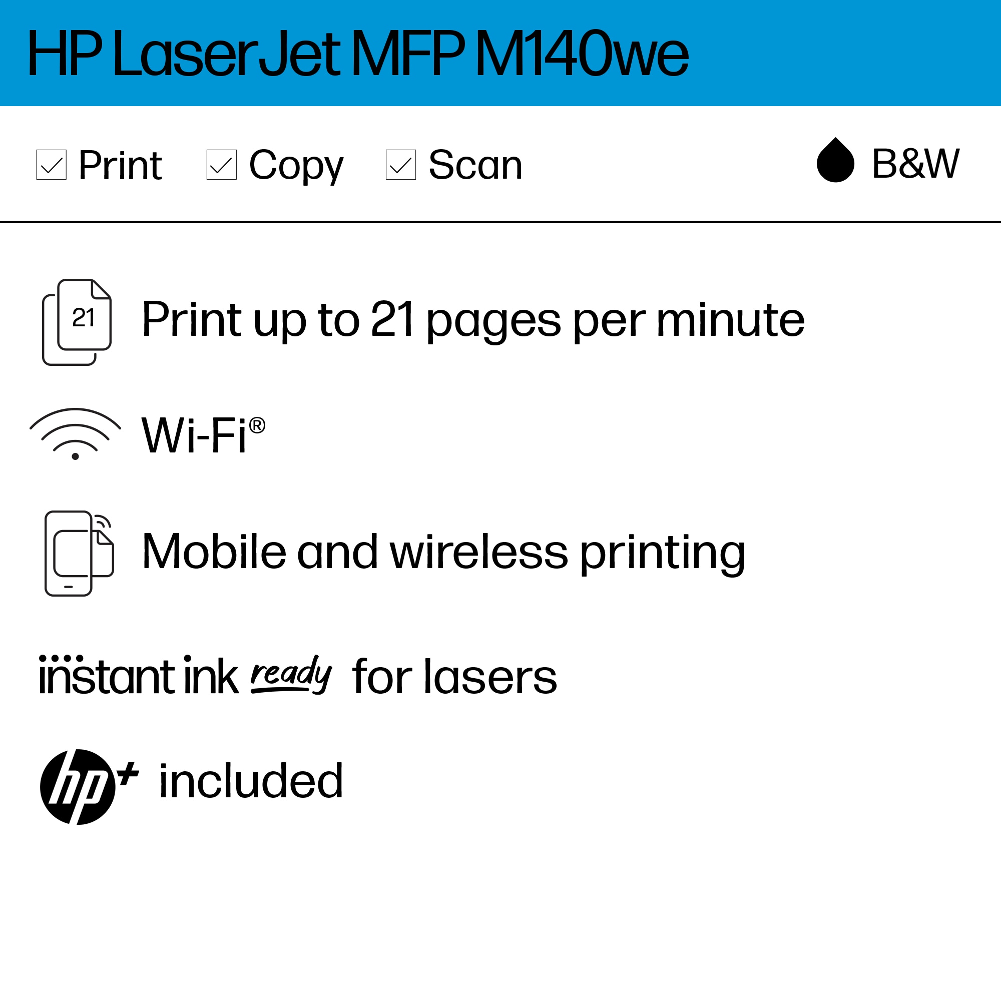 Months HP HP+ with Ink Instant M140we LaserJet Printer and 6