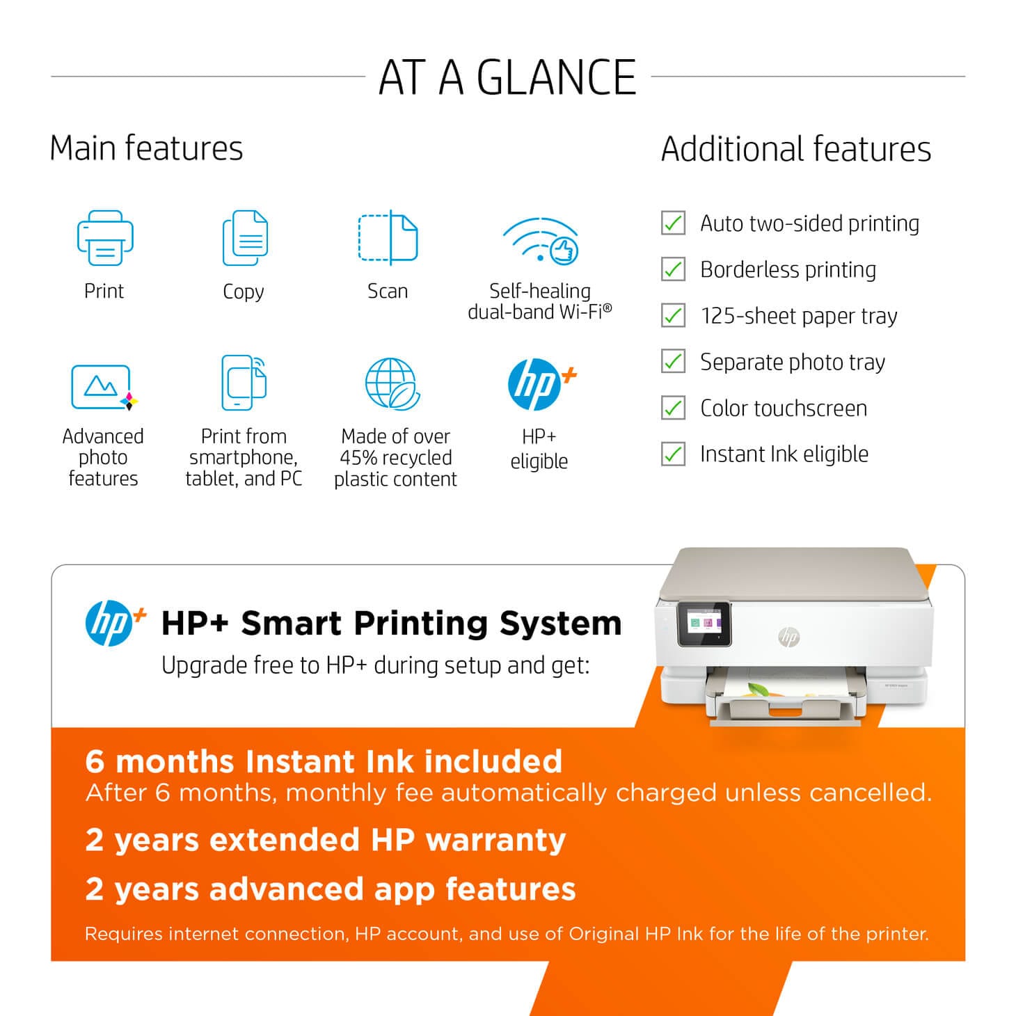 HP ENVY Inspire 7255e All-in-One Printer with Bonus 6 Months of