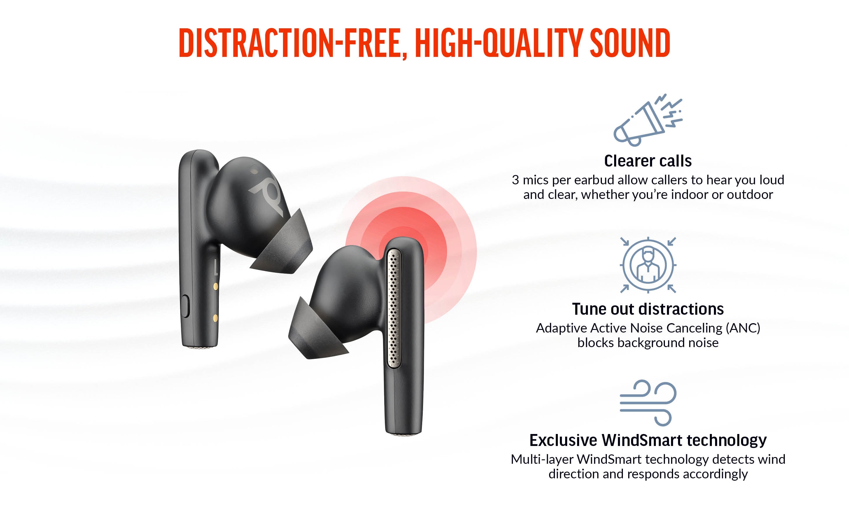 Poly Voyager Free 60 Carbon Earbuds +Basic Black Case Charge