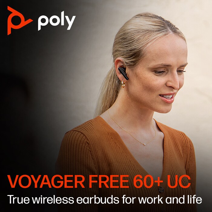 Poly Voyager Free 60+ UC Carbon Black Earbuds, BT700 USB A adapter,  Touchscreen Charge Case