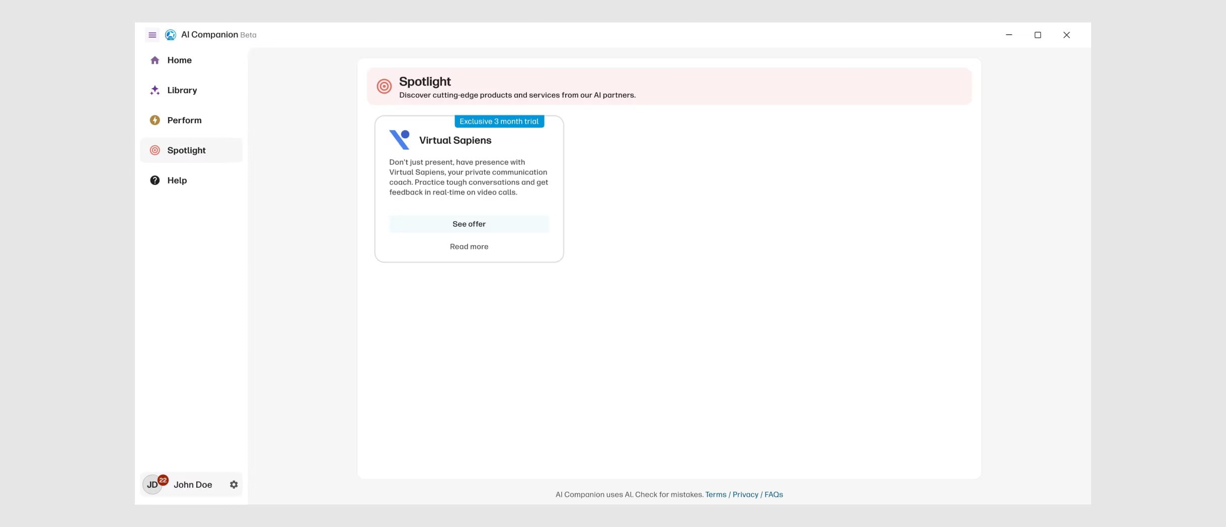 HP AI Companion spotlight page
