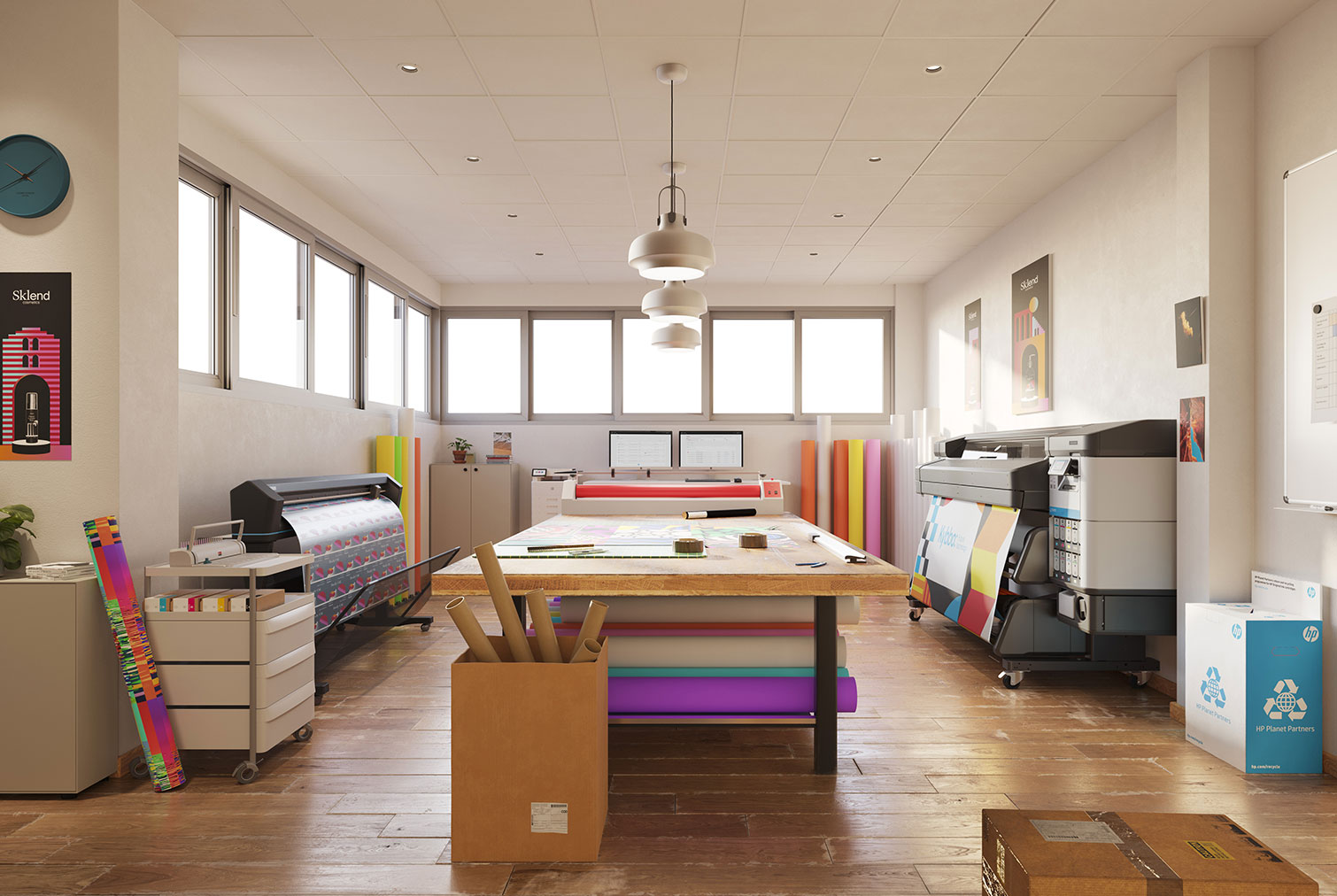 HP Latex Print and Cut Plus solutions in a work studio