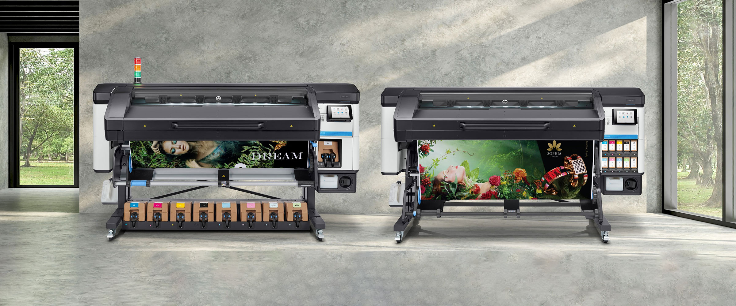 Front view of HP Latex printers